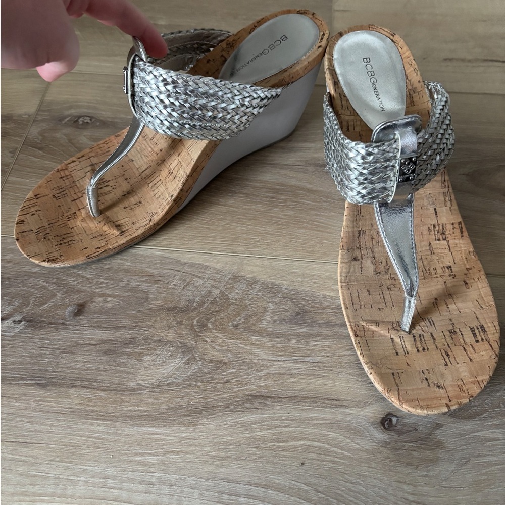 BCBGeneration Metallic Woven Wedges
